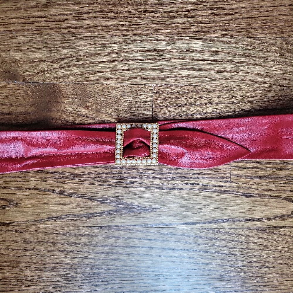 Red leather belt